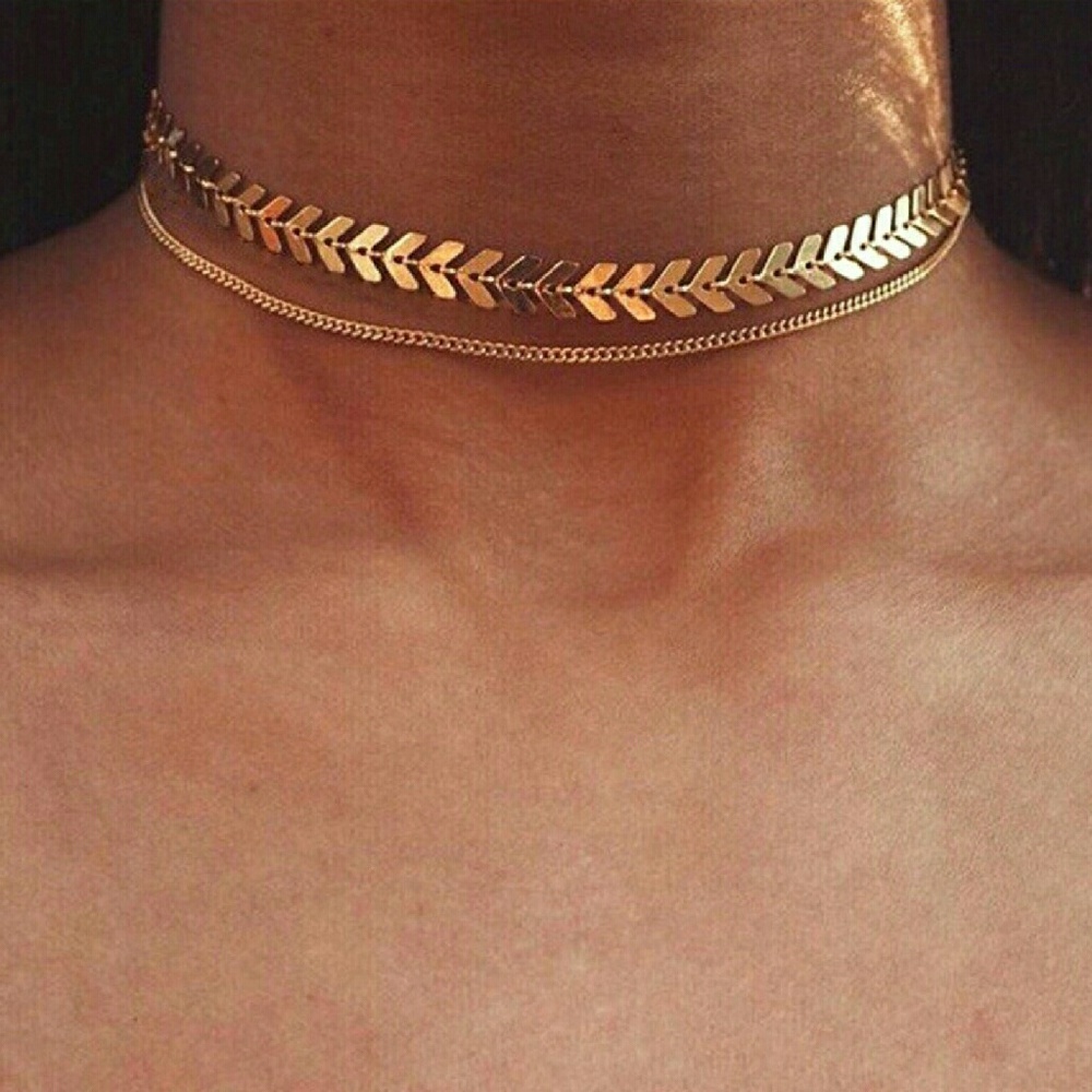🔥2FOR$15🔥Gold Double Layer Chevron Chain Choker